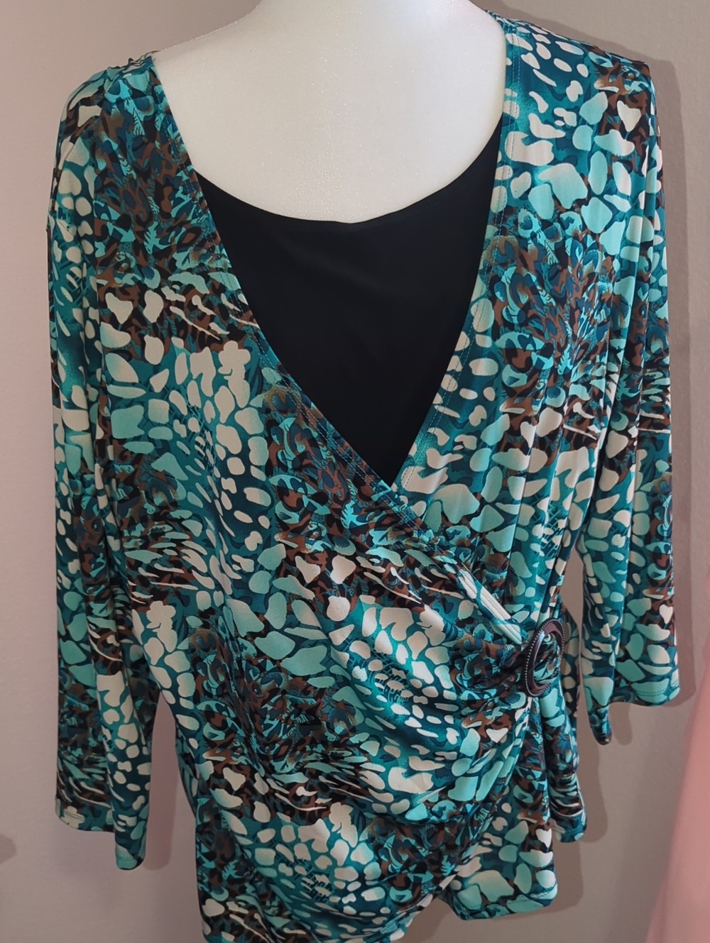 Notations Blue and White Printed Blouse
